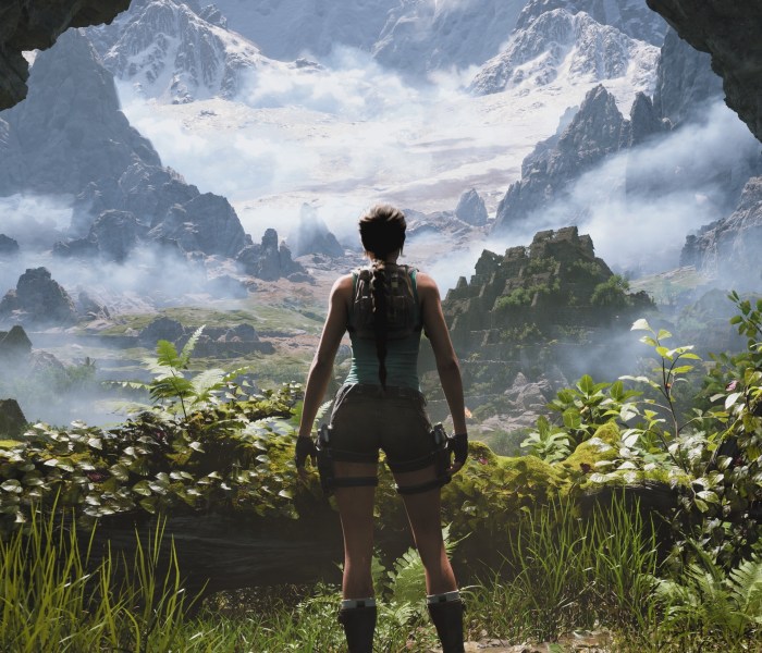 Lara Croft gazes over a lush valley in Tomb Raider: Legacy of Atlantis
