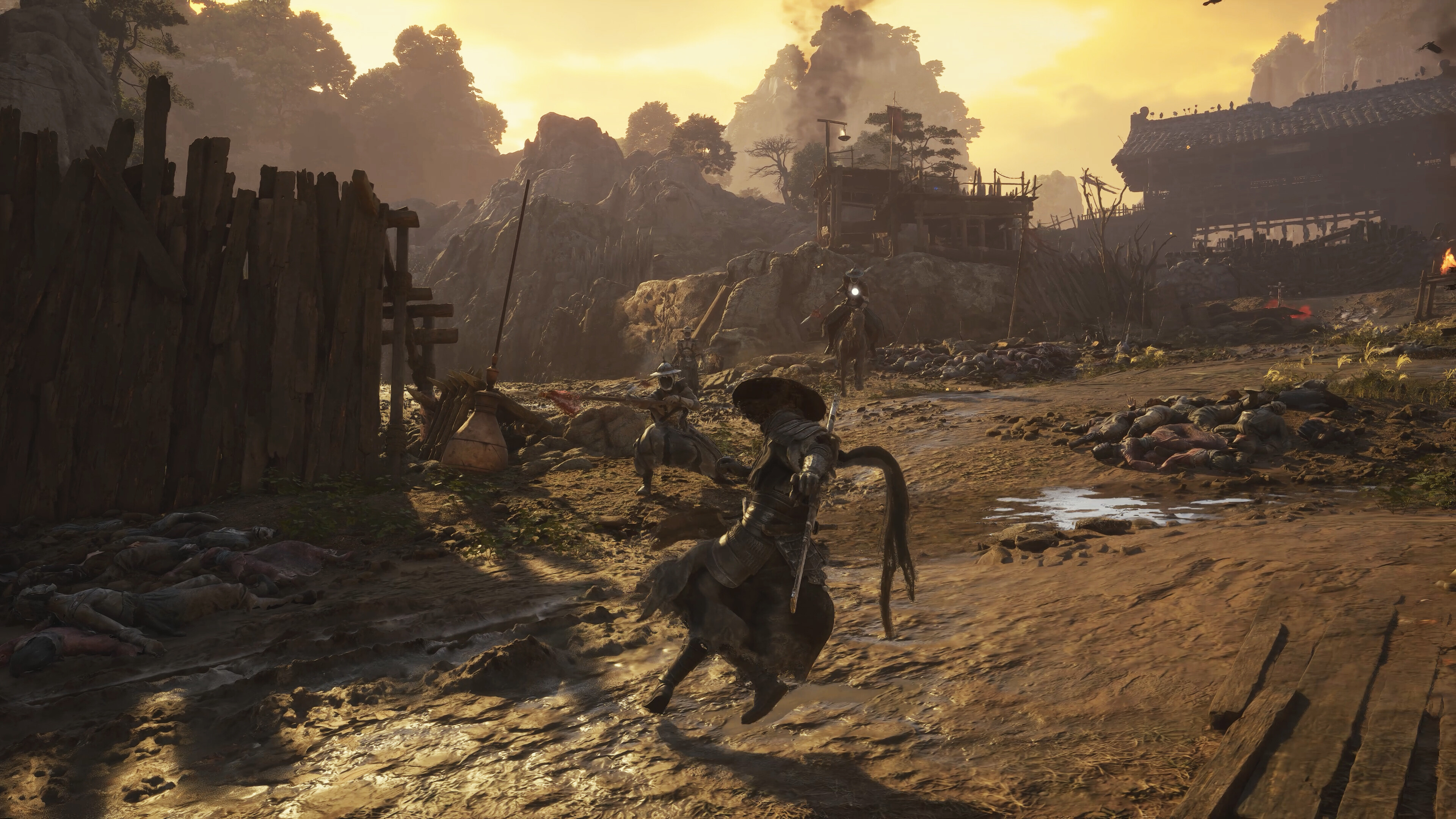 Epic scene from Phantom Blade Zero showcasing dark fantasy landscape and action.