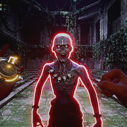 First-person view of a Tantrik spellcaster facing a mythological demon in Rakshasa.