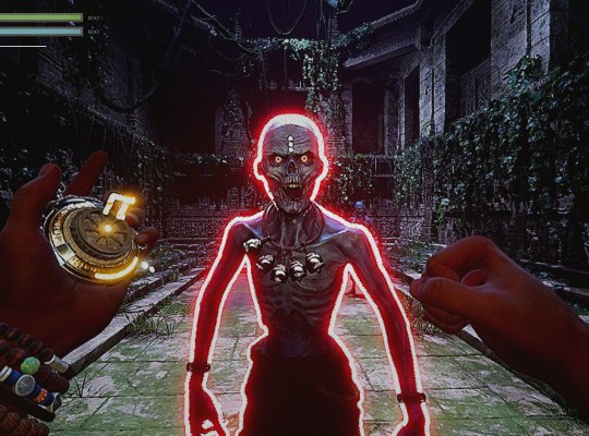 First-person view of a Tantrik spellcaster facing a mythological demon in Rakshasa.