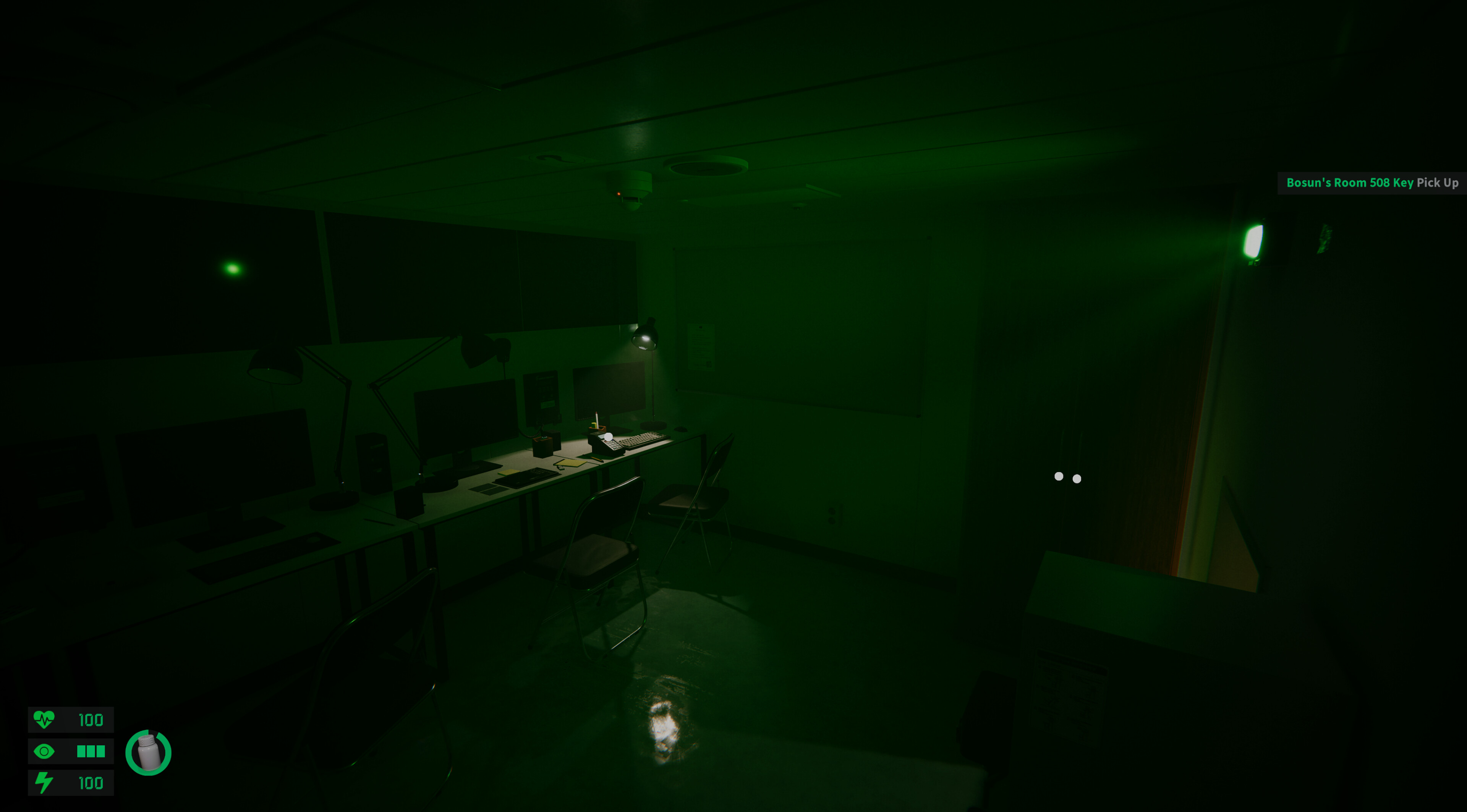 Dark, eerie room with minimal lighting in Senara: The Sacrament game