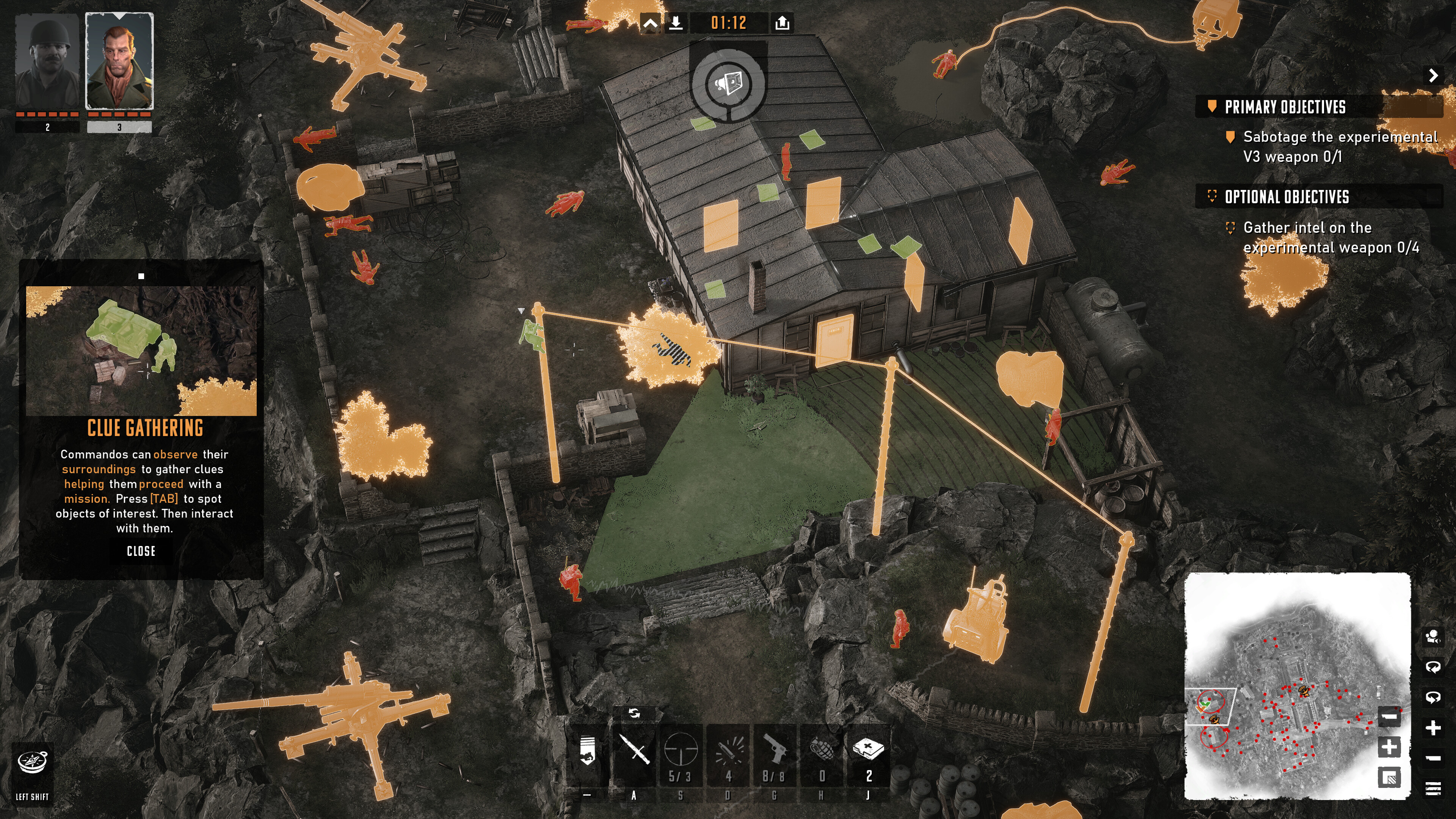 Tactical gameplay screenshot from Commandos: Origins - No Man Left Behind DLC