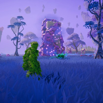 Leafborn game scene featuring a mystical leaf warrior in a vibrant landscape