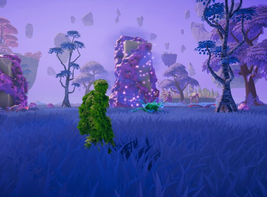Leafborn game scene featuring a mystical leaf warrior in a vibrant landscape