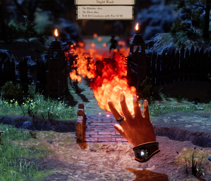 Epic scene from Masters of Albion showcasing magical fire spell in a fantasy landscape