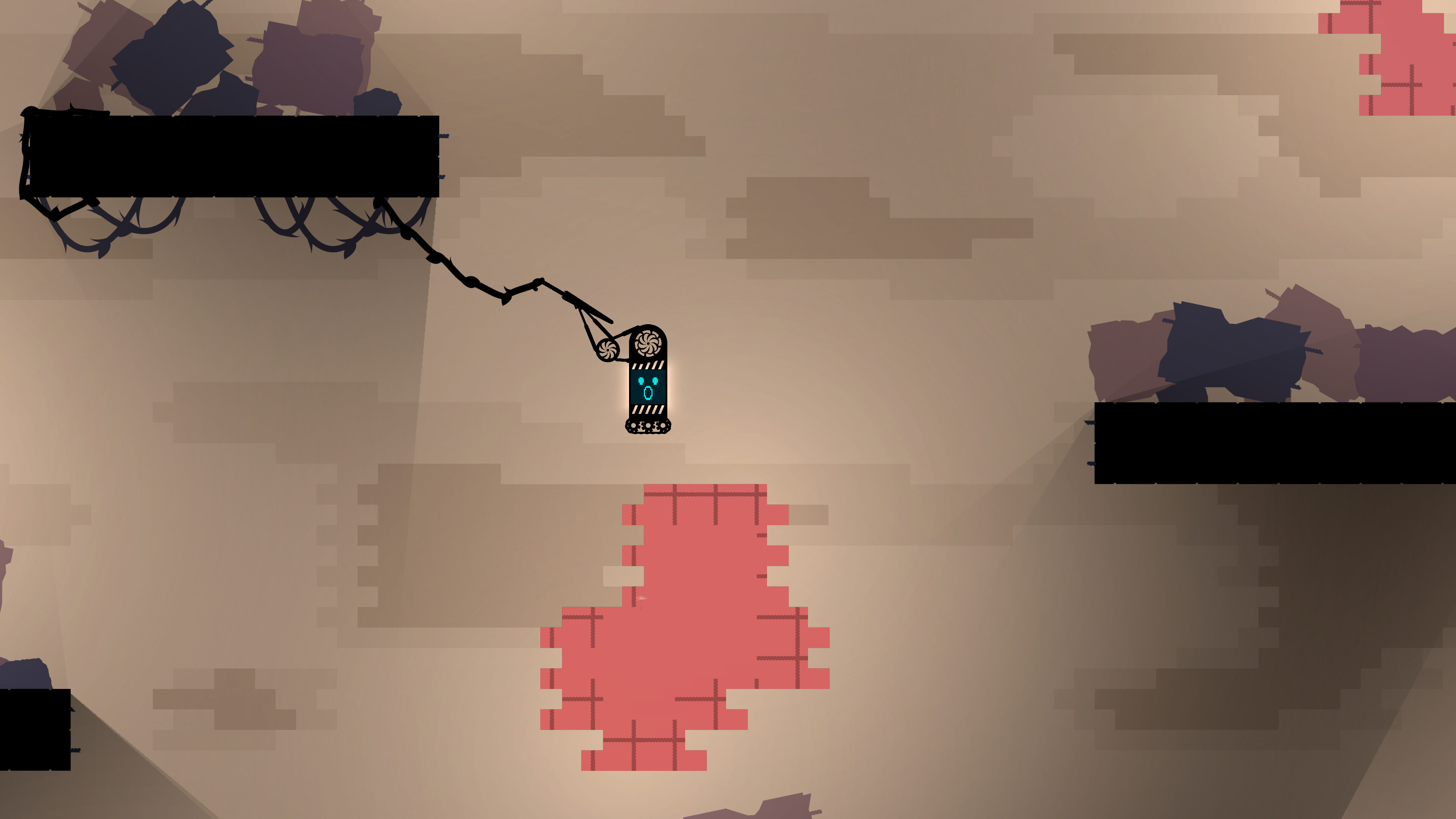 Character using an umbrella to navigate a platform in Moonbrella, a 2D Metroidvania game.
