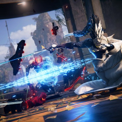 Dynamic action scene from Morbid Metal featuring character Flux battling a machine enemy.