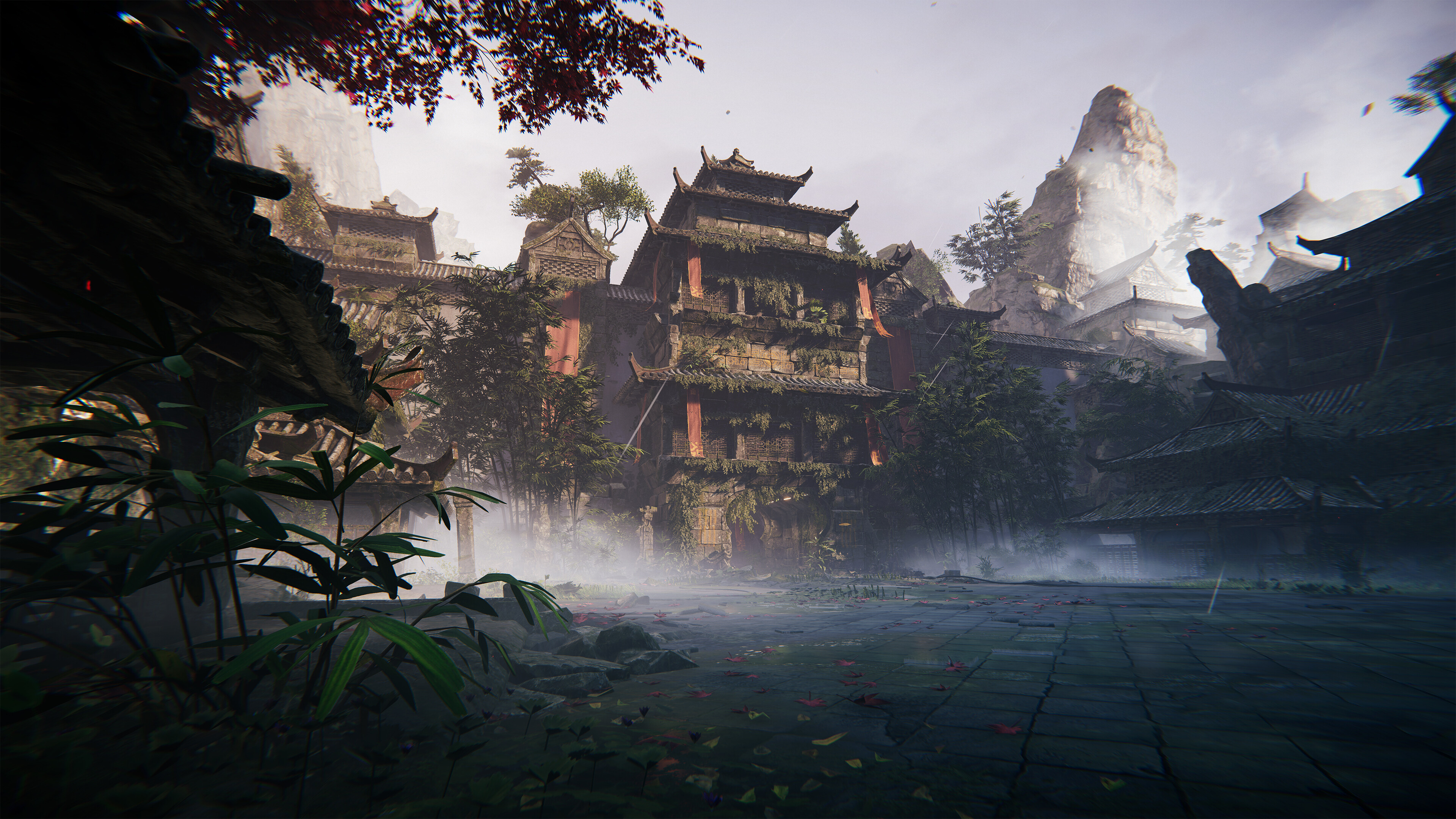 Mysterious ancient ruins in a dark sci-fi world of Morbid Metal