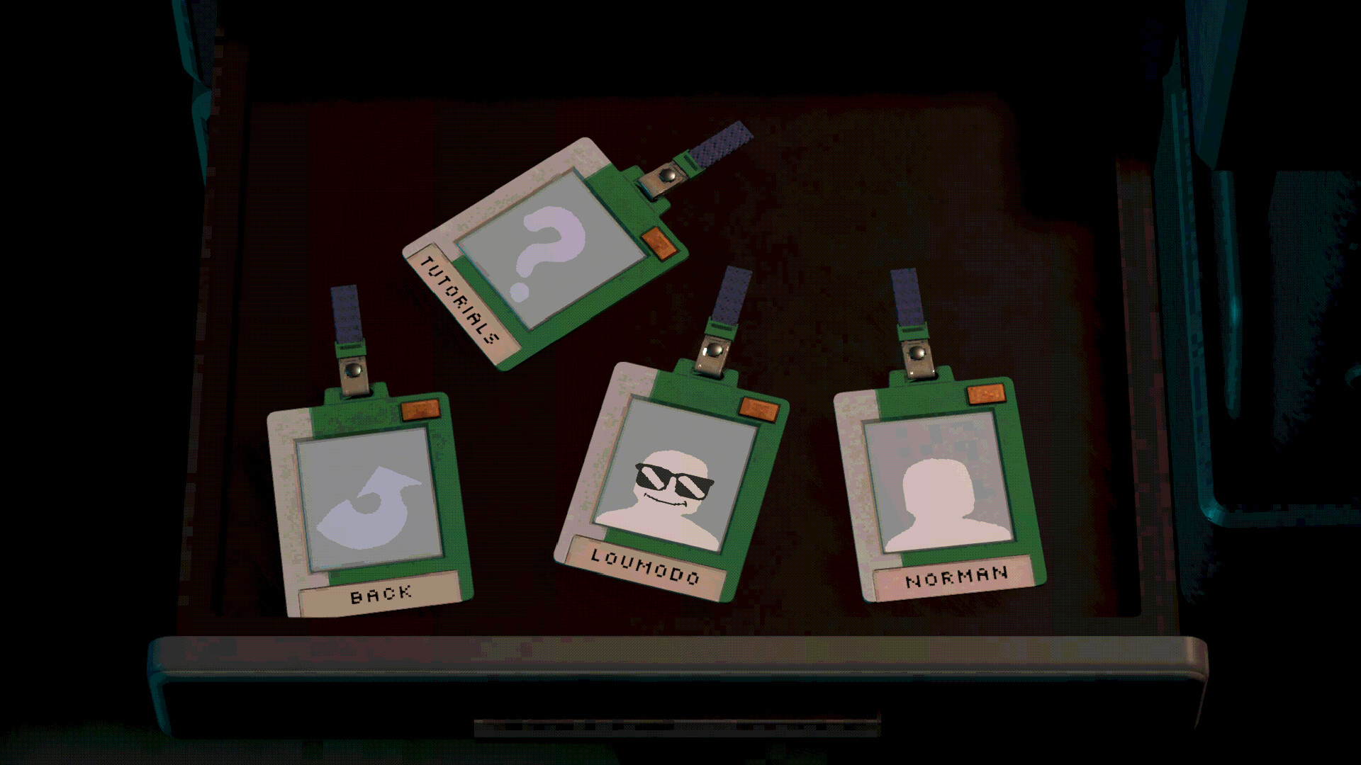 Retroneer character ID cards showcasing unique designs and mystery.