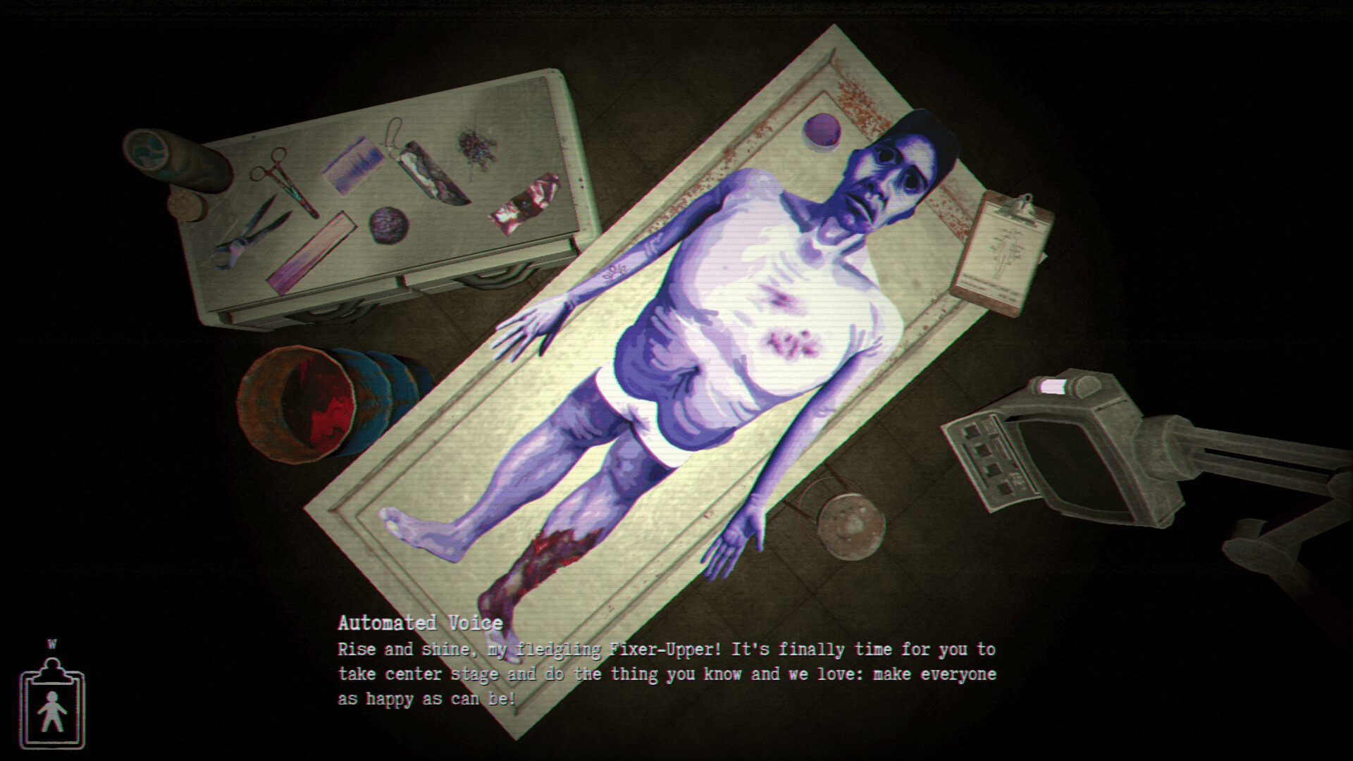 Screenshot from Smile More game showcasing a surgical scene with a sedated patient.