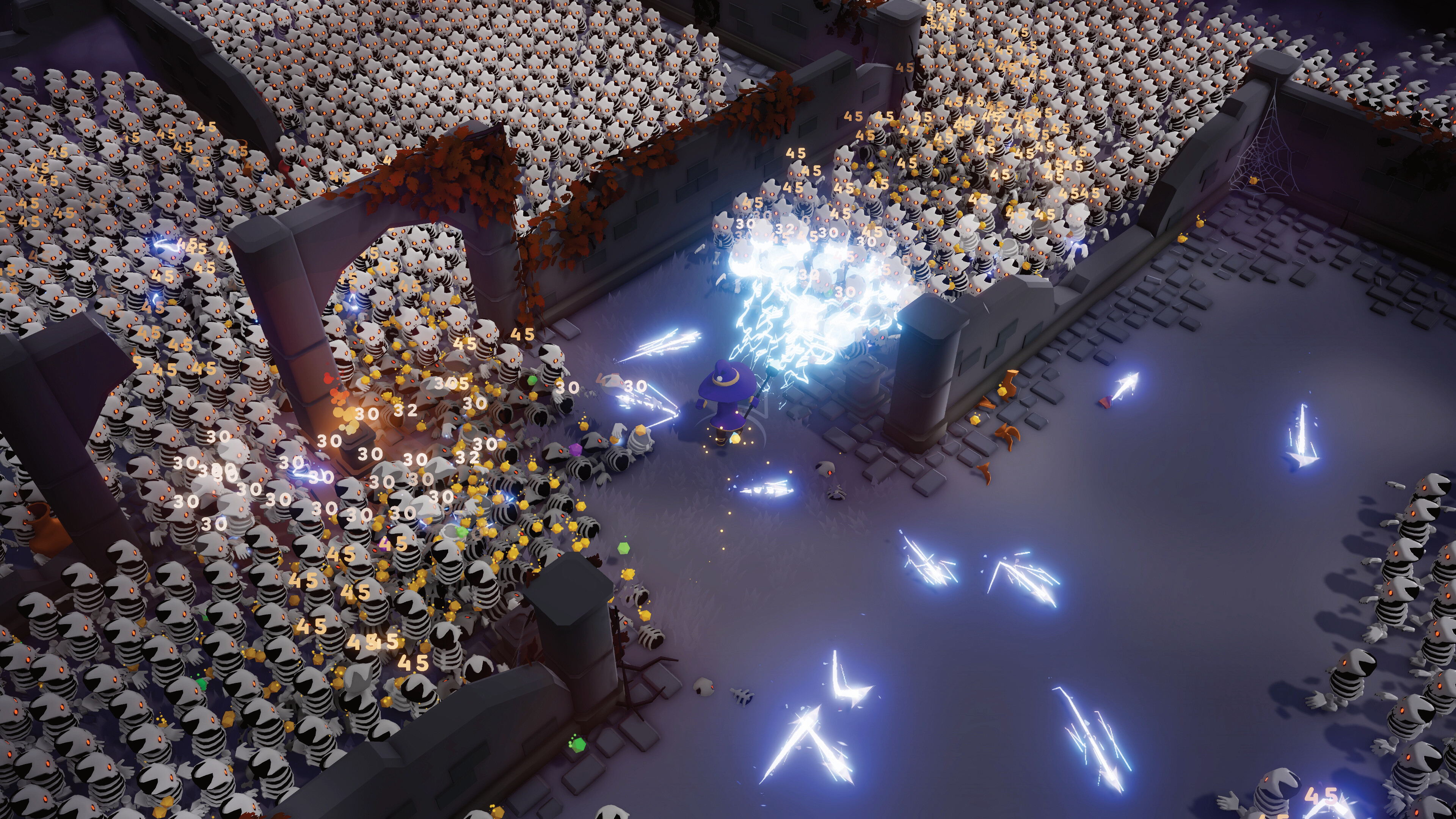 Intense battle scene from Trials Survivors with hordes of enemies and dynamic action.