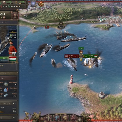Naval battle scene from Victoria 3: The Great Wave expansion showcasing ship designs.