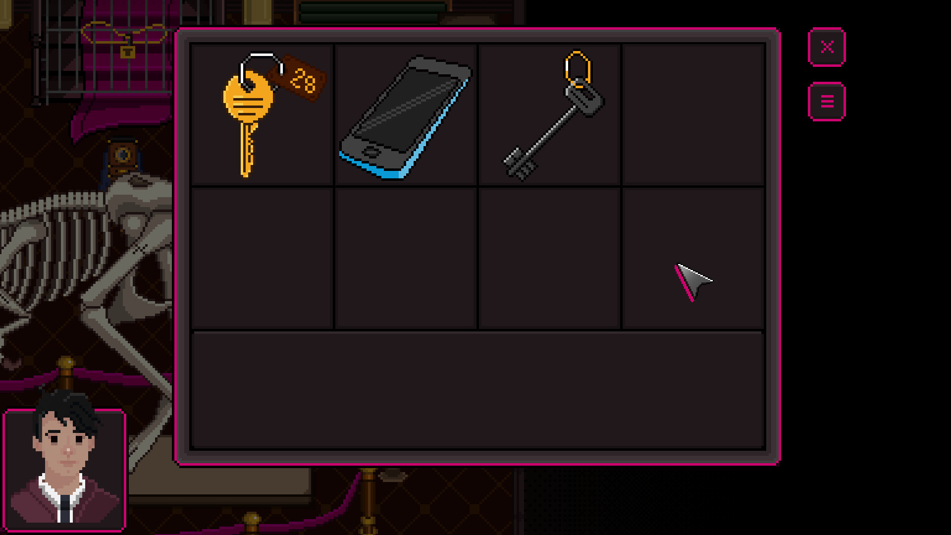 Inventory screen showcasing items in BROKEN SOUL game