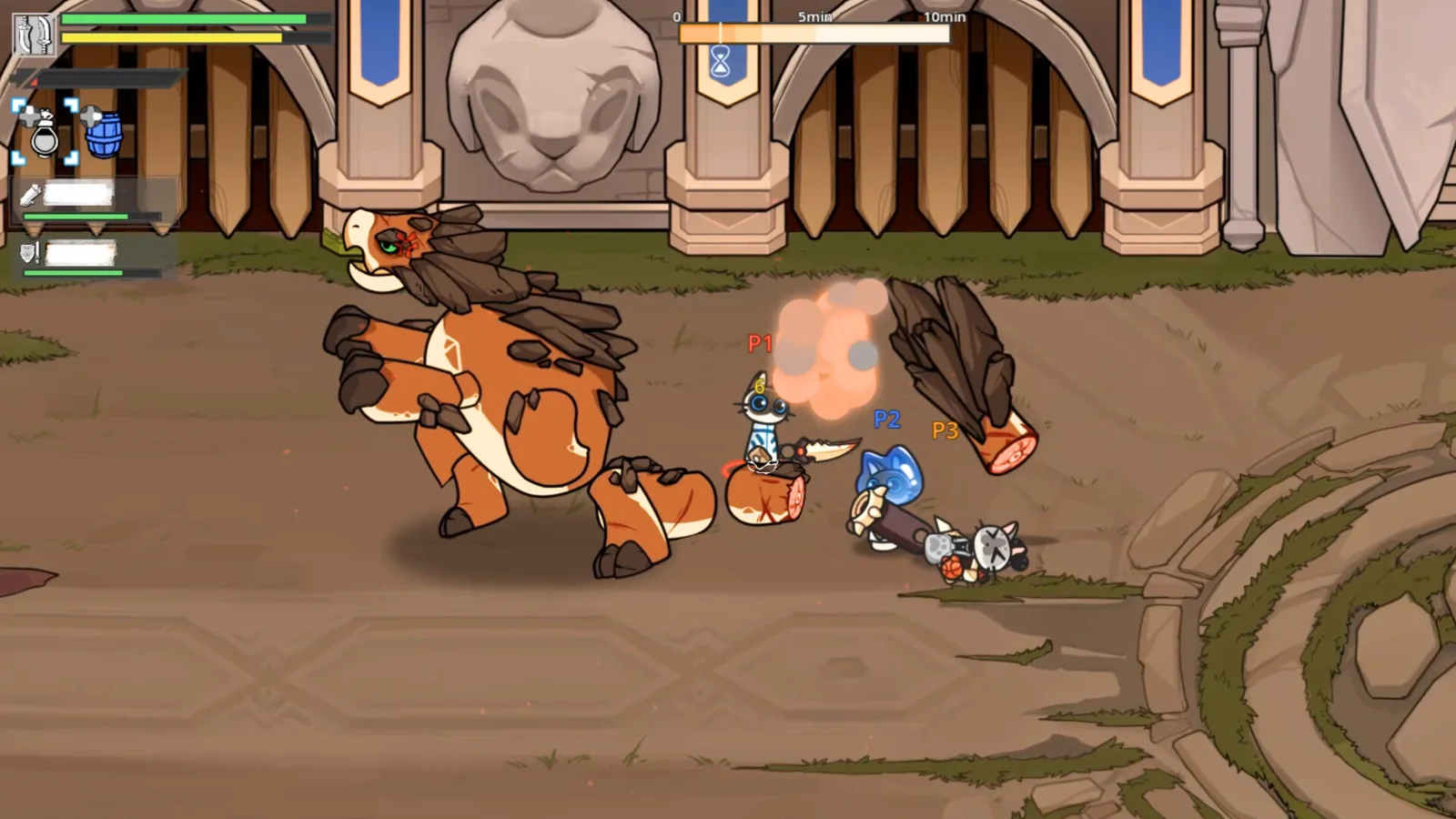 Cat Gladiator gameplay featuring action-packed combat with unique characters
