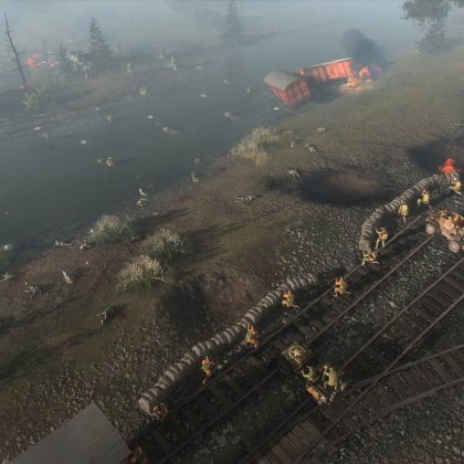 Intense battlefield scene from Company of Heroes 3: Final Stand with soldiers and explosions