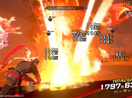 Explosive battle scene in Disgaea Mayhem showcasing high damage numbers.