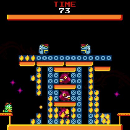 Colorful retro-style gameplay of Dragon Dragon Fire Fire Deluxe with vibrant action.
