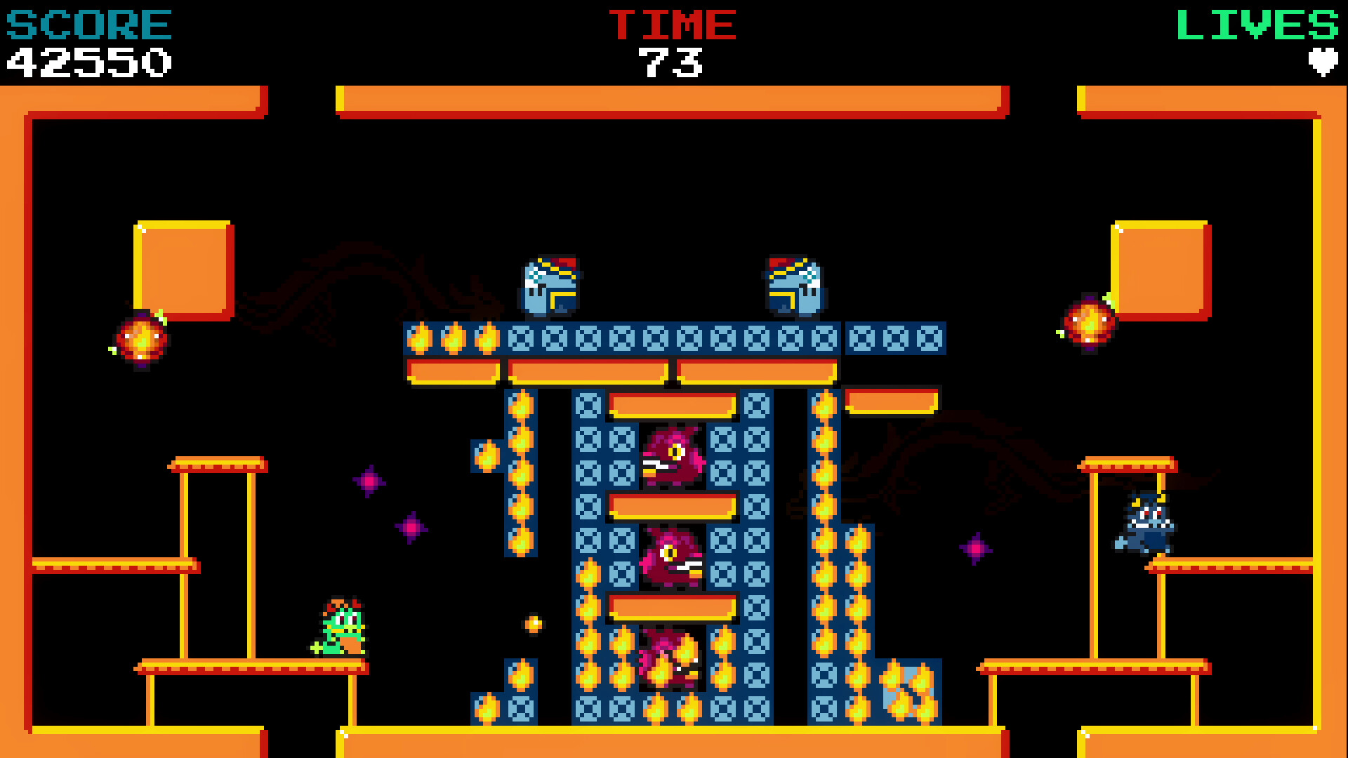 Colorful retro-style gameplay of Dragon Dragon Fire Fire Deluxe with vibrant action.