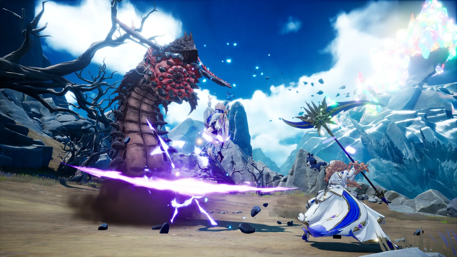 Epic battle scene in DragonSword: Awakening with a character facing a massive creature.