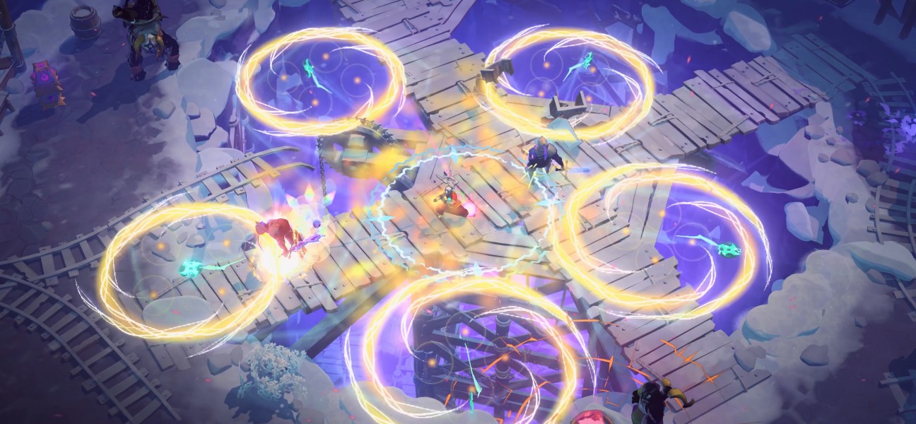 Dynamic action scene from Echoes of Mystralia with magical effects and characters