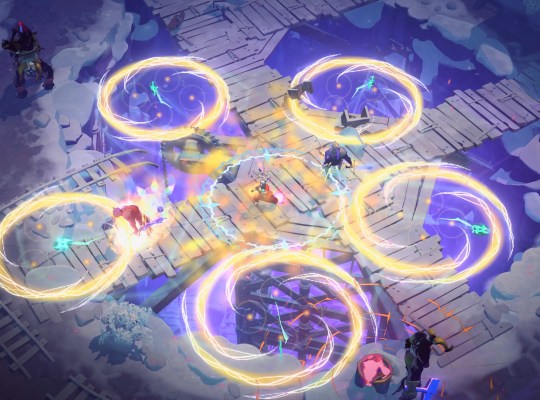 Dynamic action scene from Echoes of Mystralia with magical effects and characters