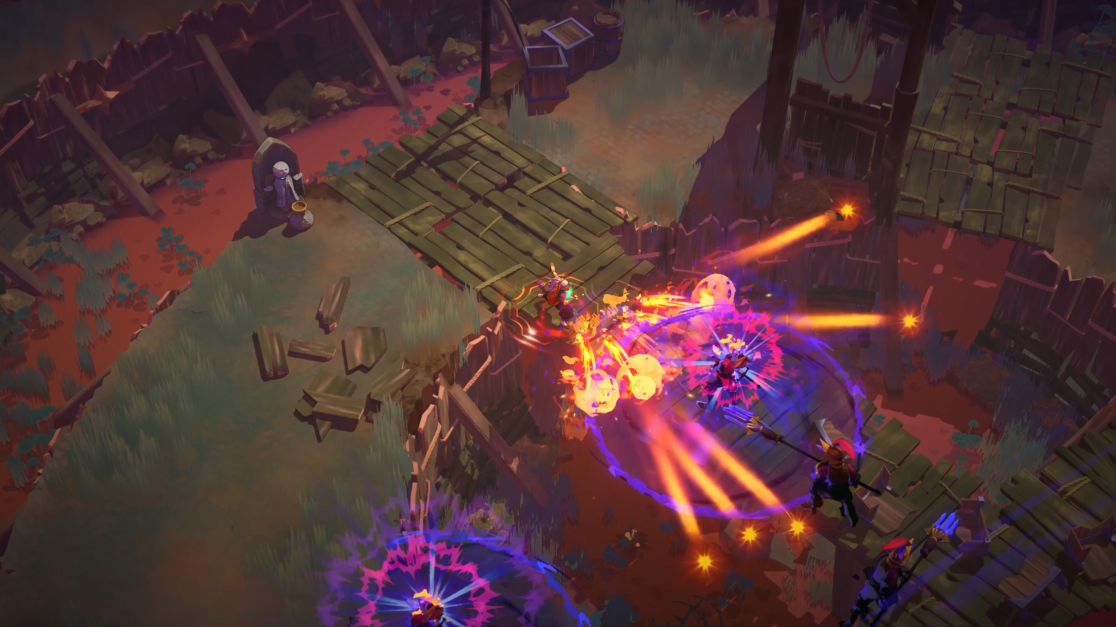 Action-packed scene from Echoes of Mystralia featuring combat and magical effects