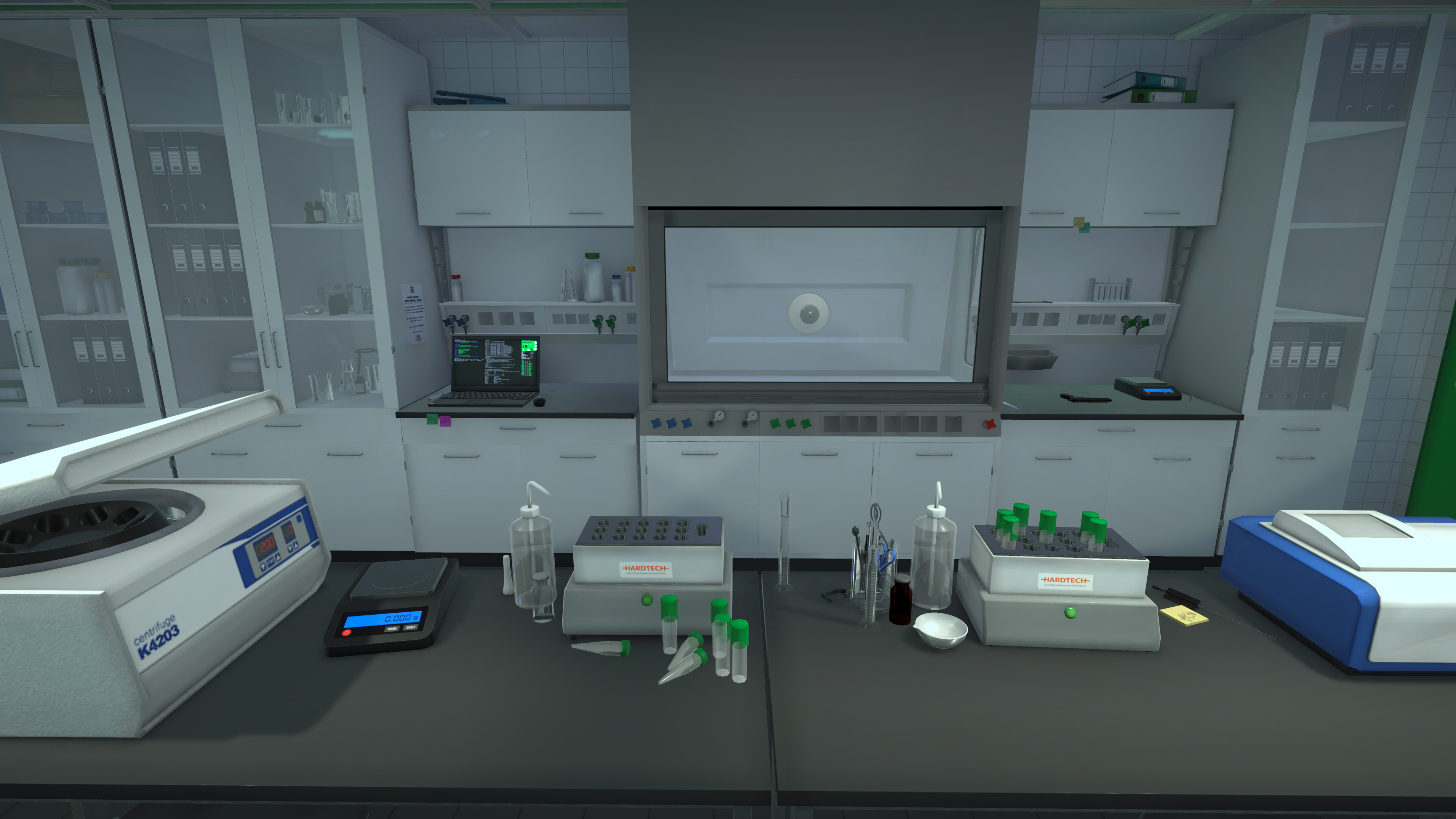 Realistic forensic laboratory setup in Forensics: Crime Scene Detective game