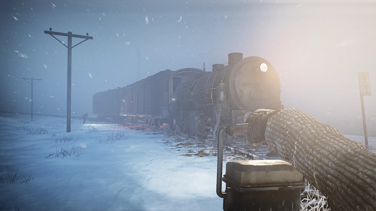 Frostrail game scene featuring a vintage train in a snowy landscape