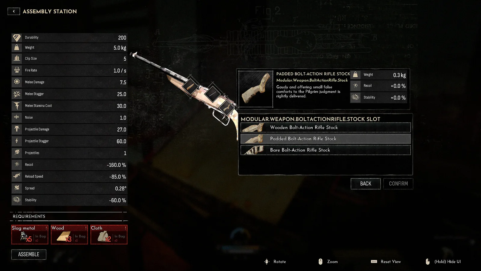 Frostrail assembly station showcasing customizable rifle options.