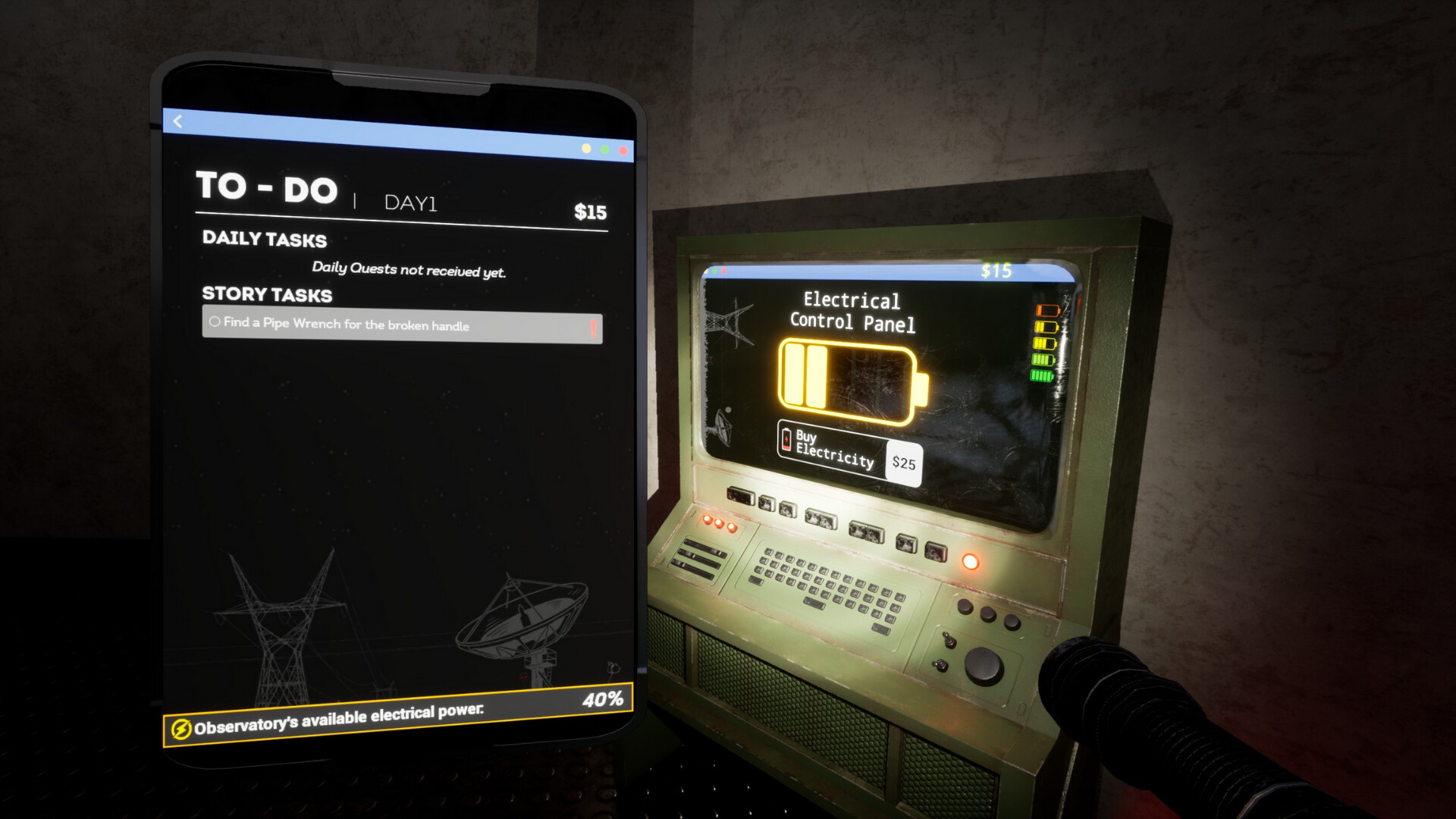Gameplay screenshot of Life & Shadow: Celestial Call showing tasks and control panel