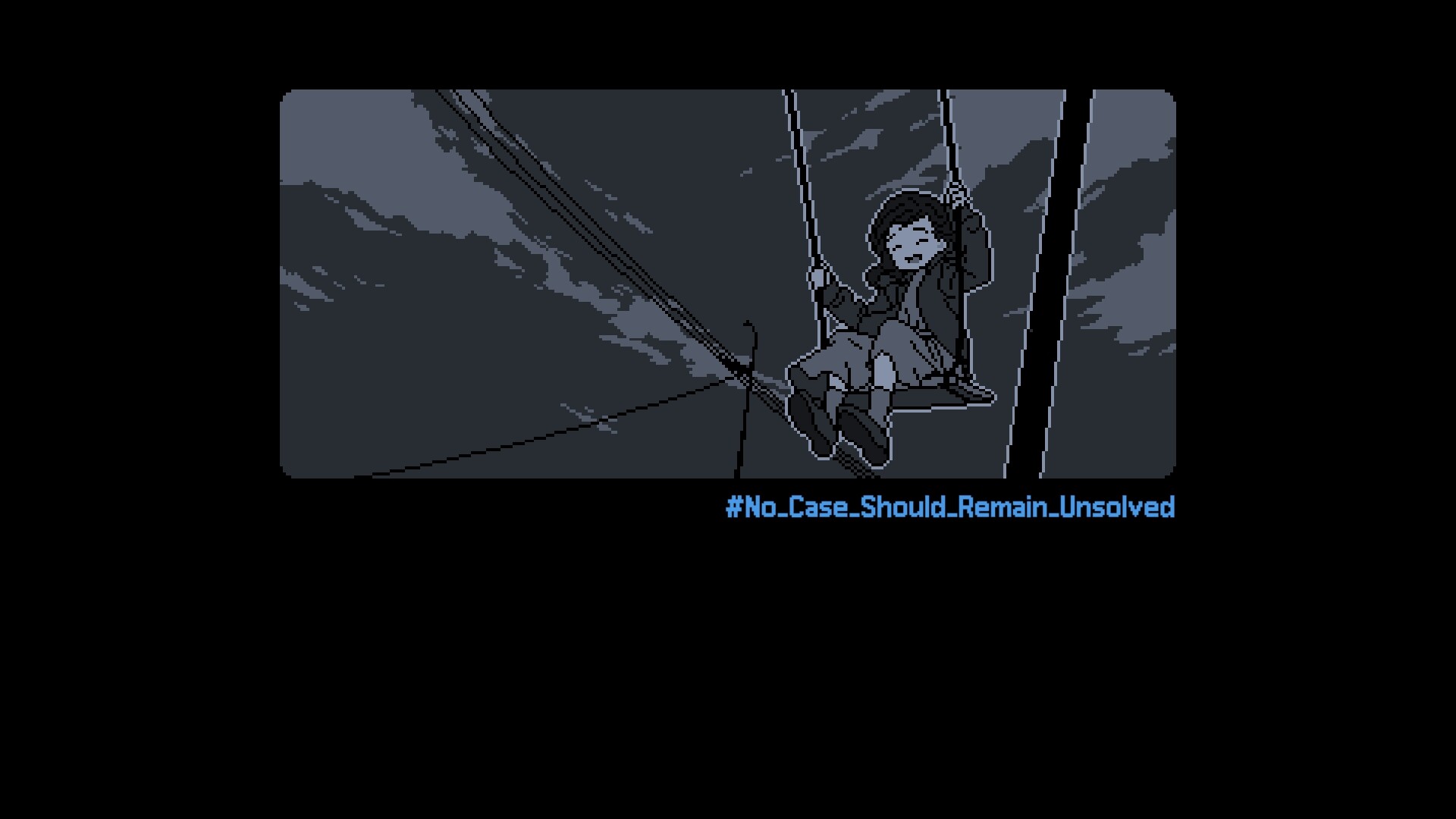 Character on a swing in No Case Should Remain Unsolved game screenshot