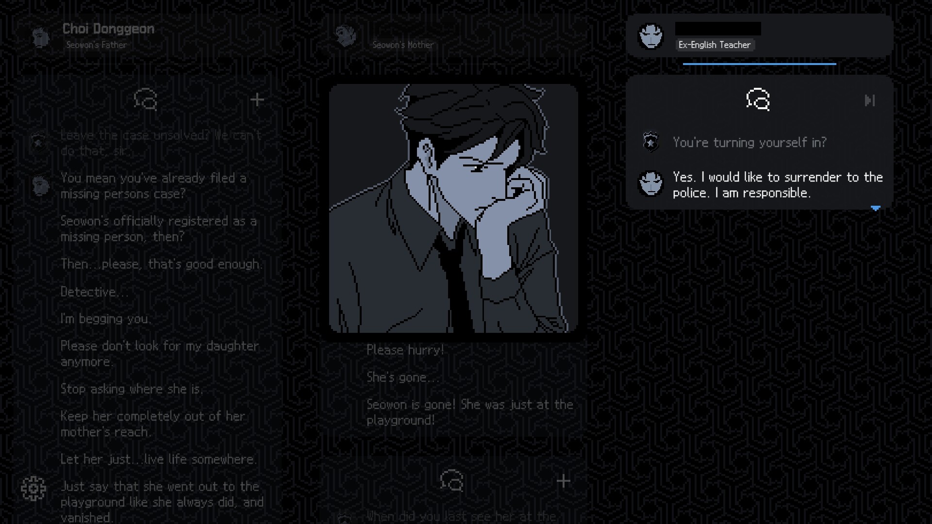 Screenshot from No Case Should Remain Unsolved featuring a character in distress.