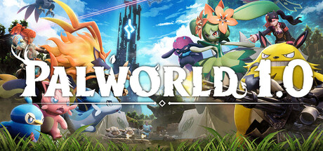 Palworld 1.0 launch image featuring vibrant characters and landscapes