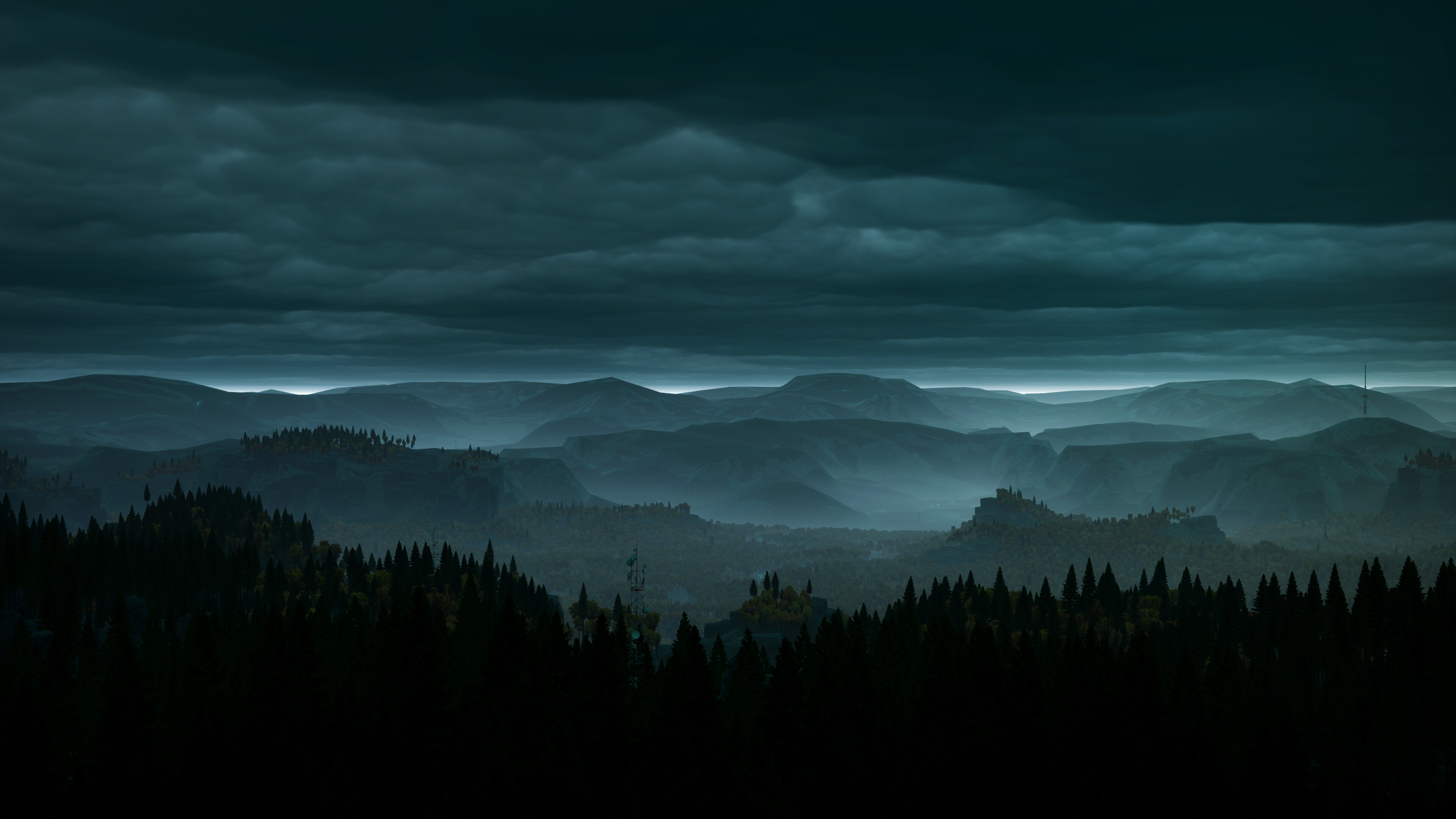 Mysterious dark landscape with mountains and dense forests in Prologue: Go Wayback!