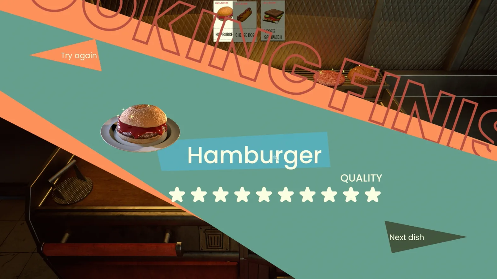 Hamburger quality rating in Road Diner Simulator: Prologue gameplay screenshot