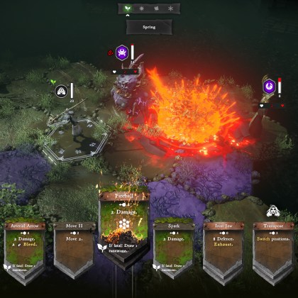 Tactical turn-based combat in Solnox: Grimoire of Seasons featuring Spring Warden.