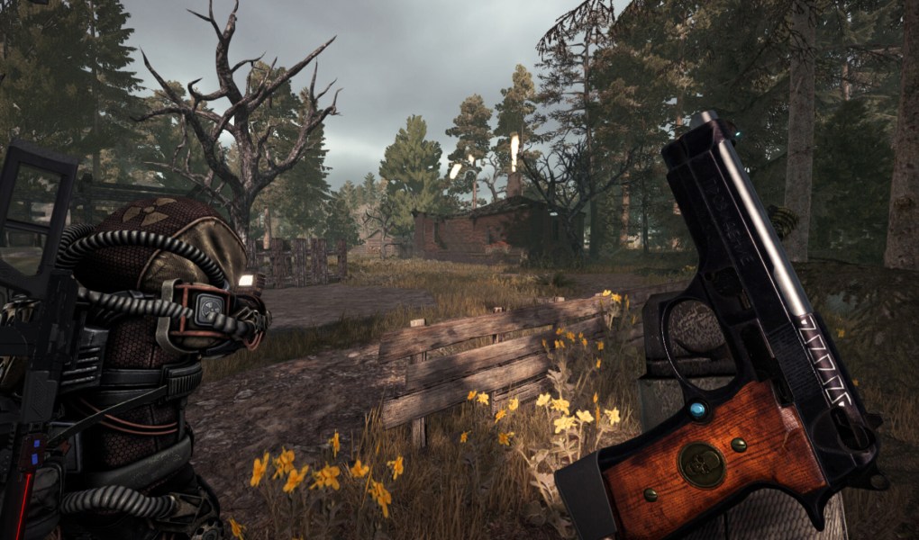 STALCRAFT: X gameplay featuring a character and weapon in a forest environment