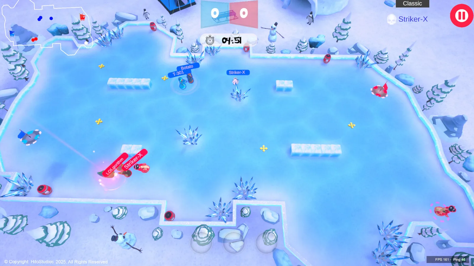 Colorful multiplayer arena scene with players battling in a physics-based PvP brawl.