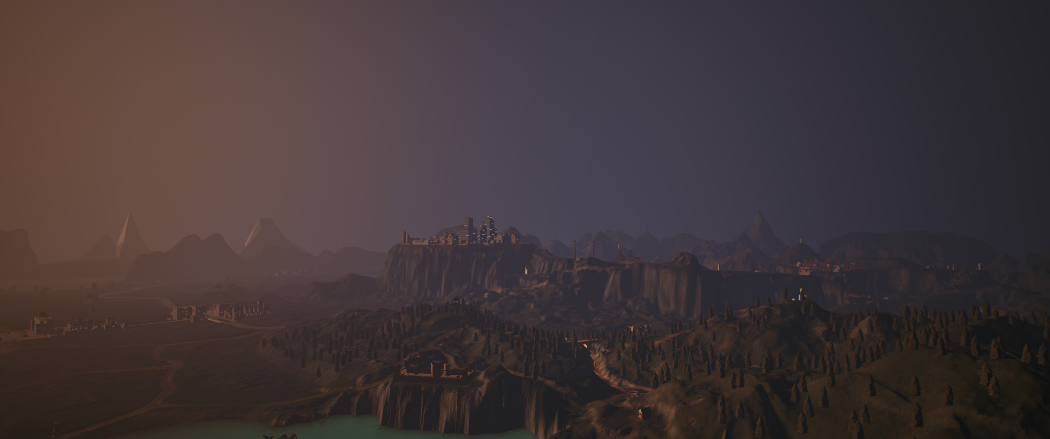 Stunning landscape of ZombUs showcasing a post-apocalyptic world at dusk.