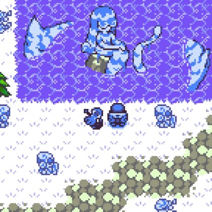 Dokimon Quest: Monster-taming RPG scene with icy landscape and character interaction