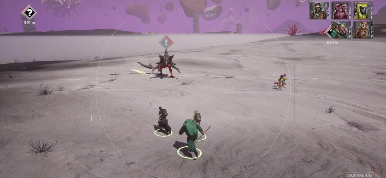 Combat scene in Fog'n'Silence featuring Vagrants battling a creature.
