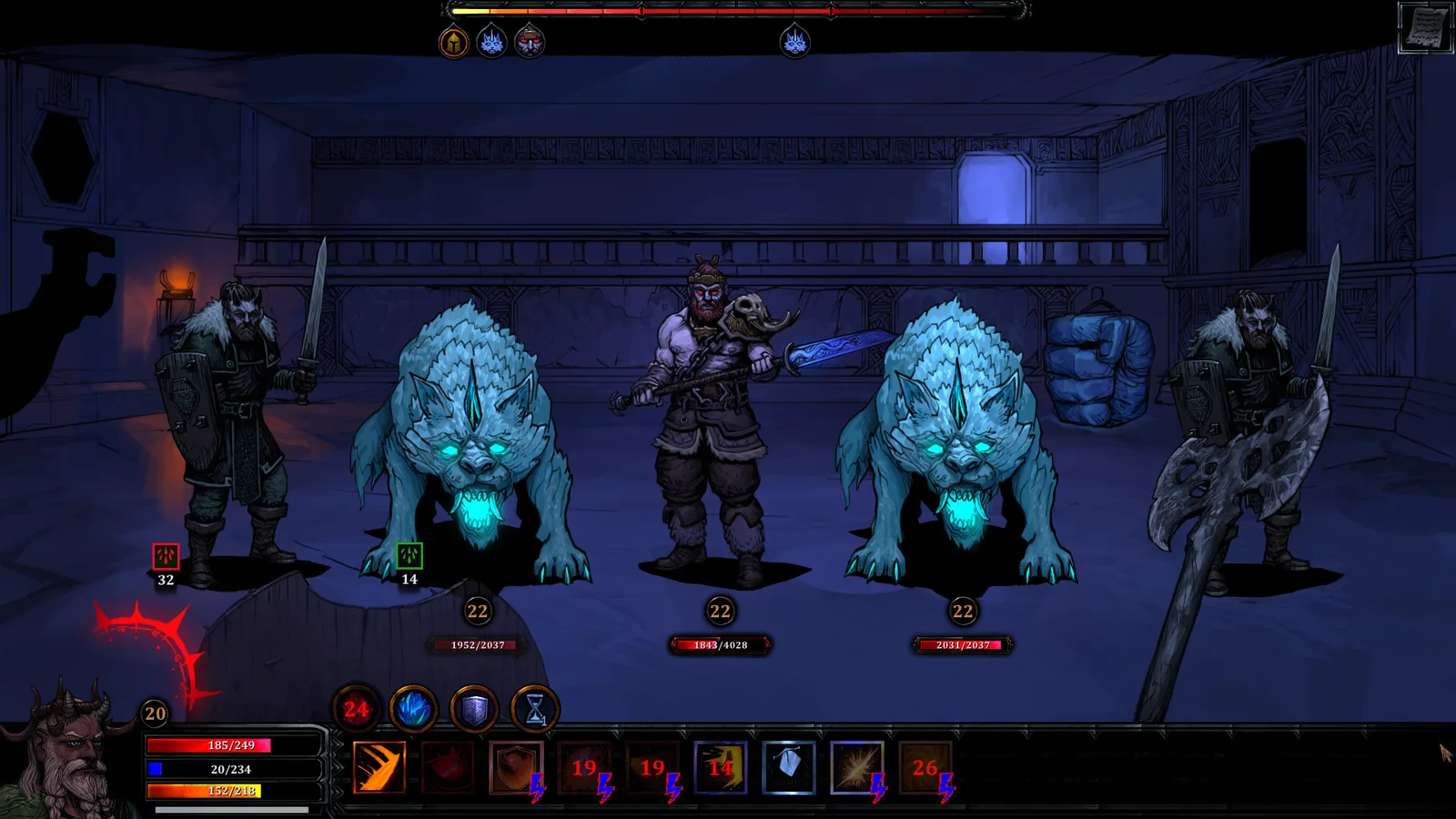 HellSlave II gameplay featuring characters and monsters in a dark fantasy setting