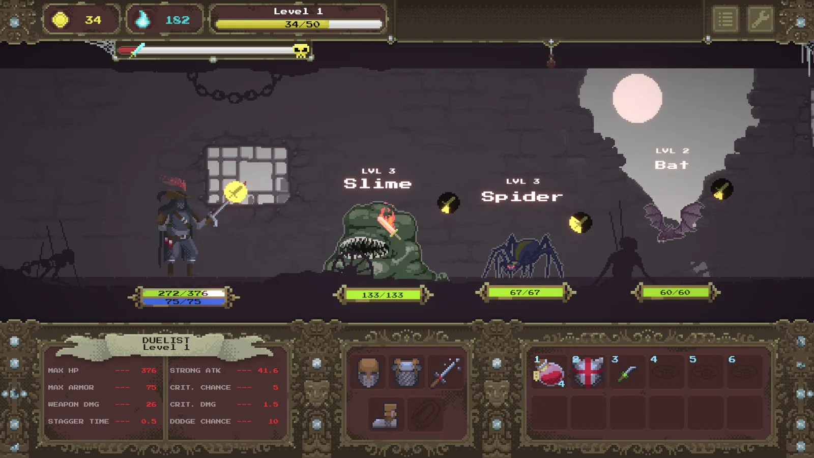 Gameplay screenshot of Loot Dungeon featuring character battling monsters in a dark fantasy setting.