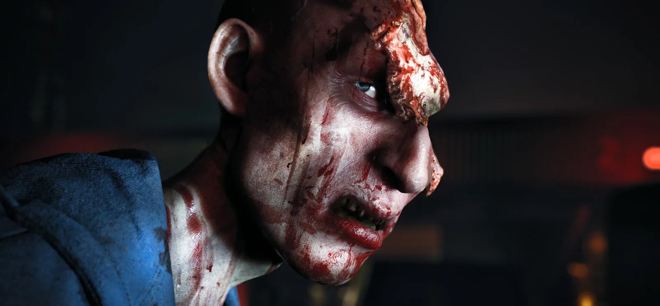 Close-up of a gruesome zombie character from No More Room in Hell 2