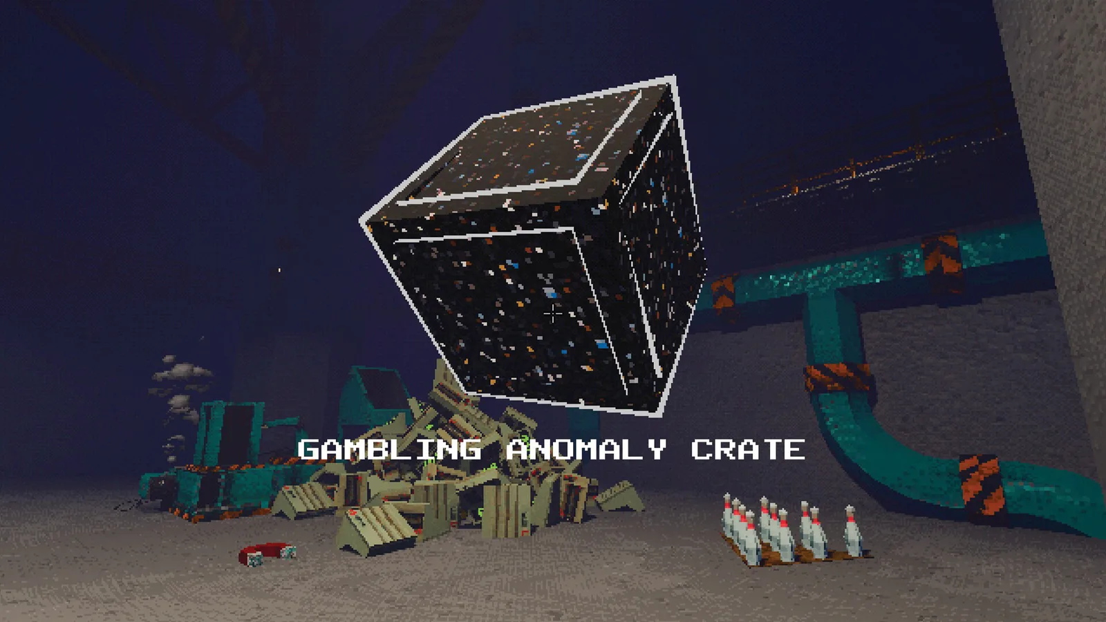 Gambling Anomaly Crate in a dark, industrial setting of Project P.I.T.T.