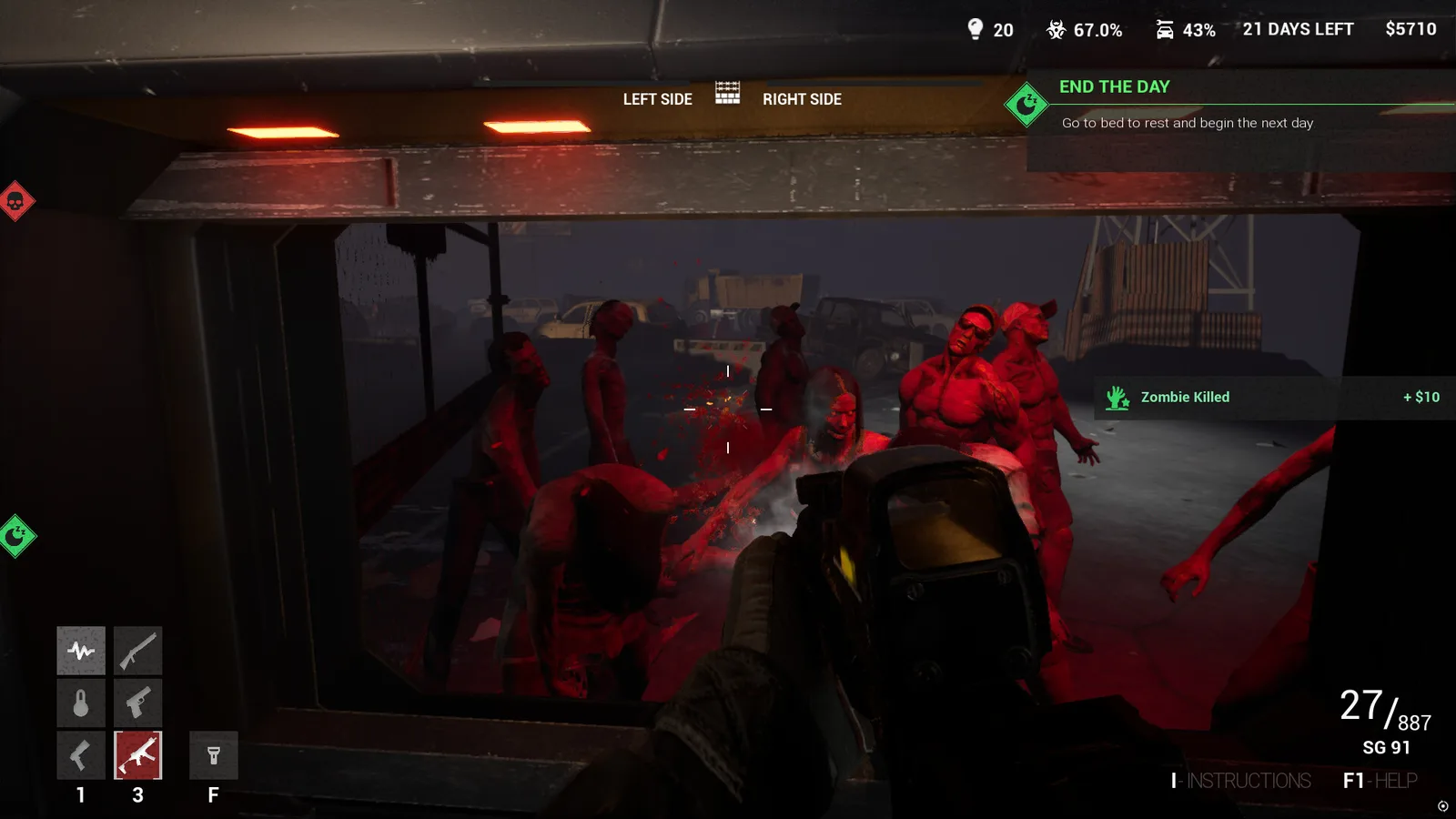 Intense zombie combat scene from Quarantine Zombies - Prologue gameplay