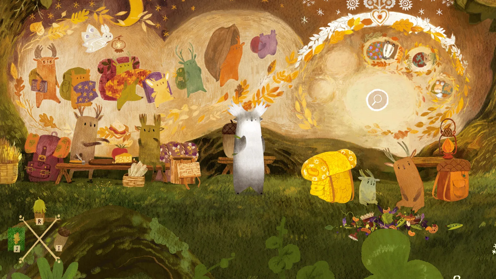 Charming forest scene with whimsical characters and colorful backpacks in Tukoni: Forest Keepers