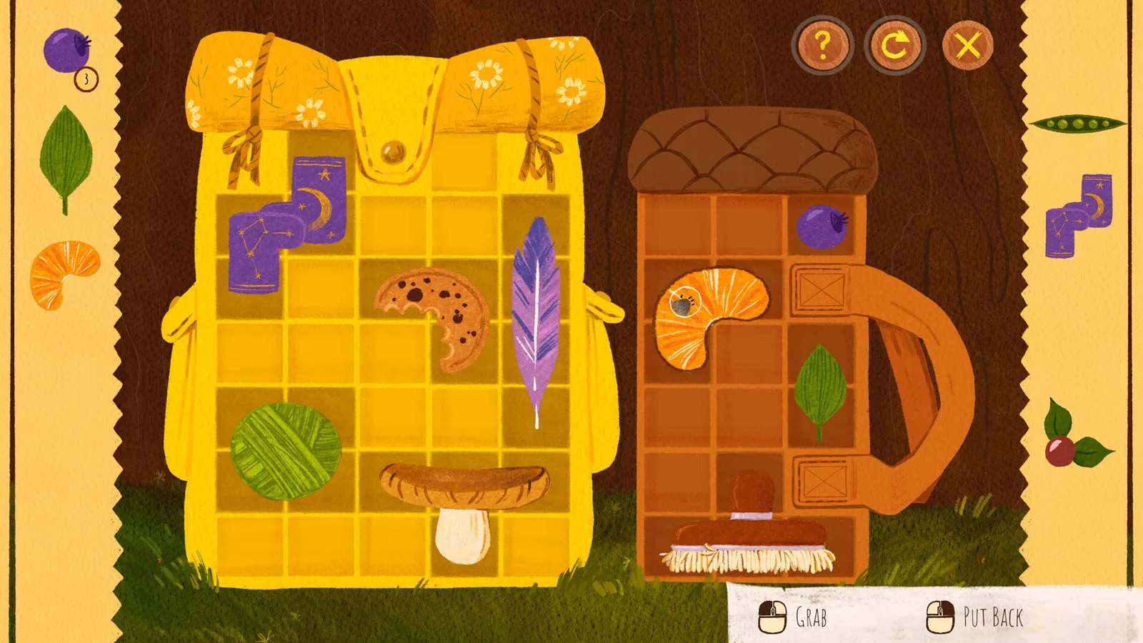 Colorful inventory screen from Tukoni: Forest Keepers showcasing unique items.