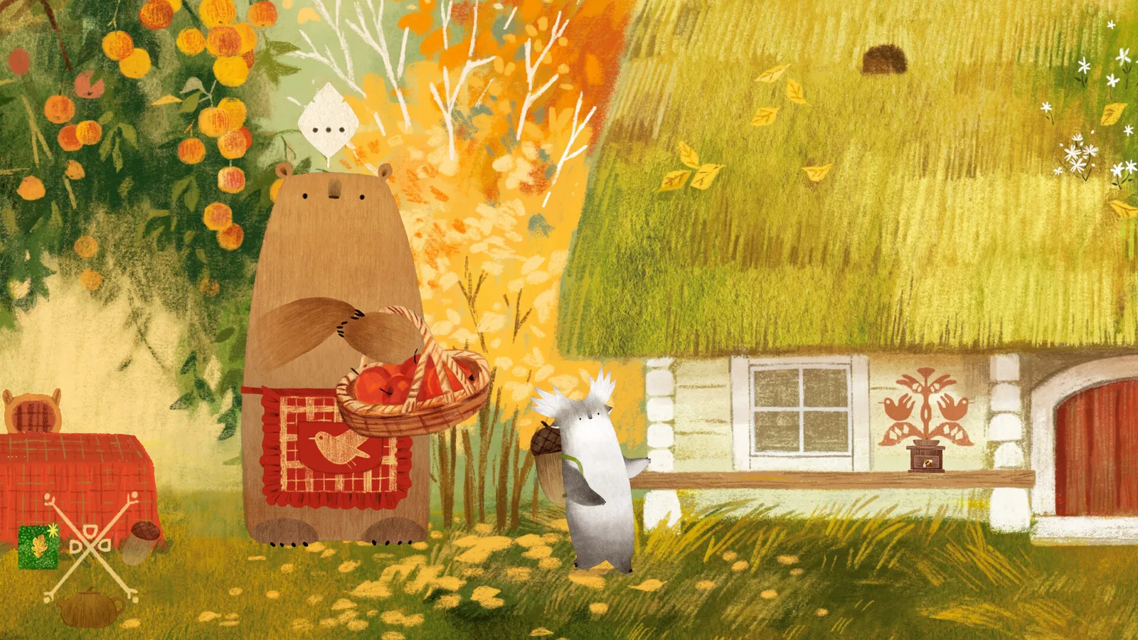 Charming forest scene from Tukoni: Forest Keepers featuring a bear and a small creature.