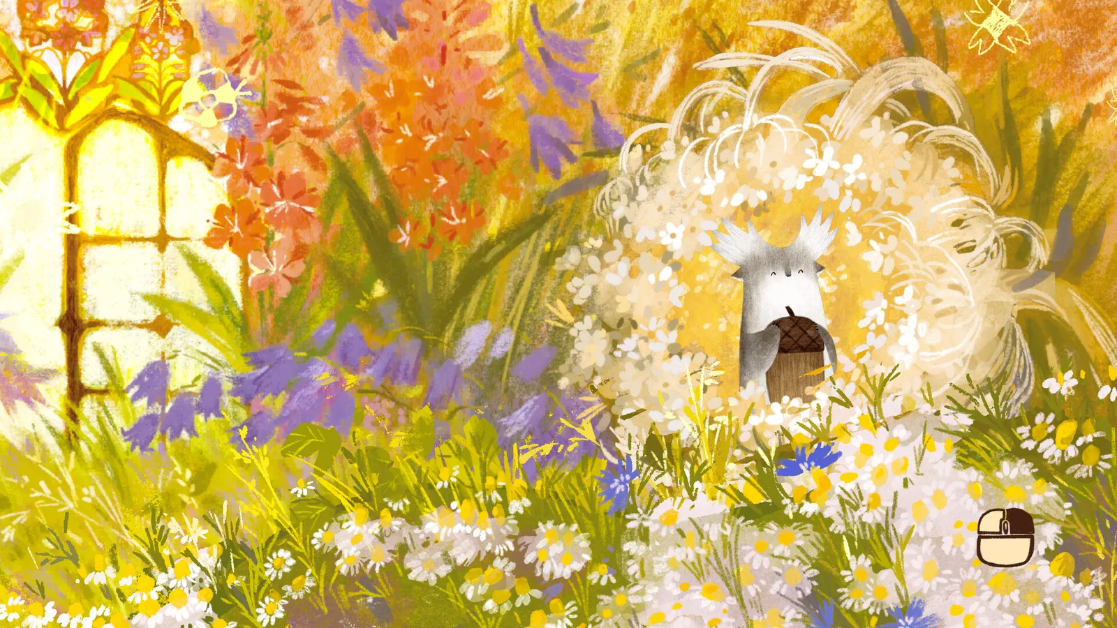 Charming forest scene from Tukoni: Forest Keepers featuring a character among vibrant flowers